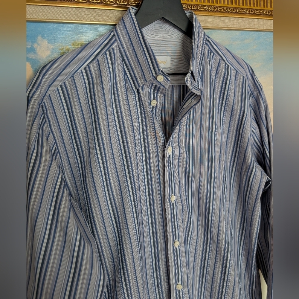 Brioni Blue Striped Shirt